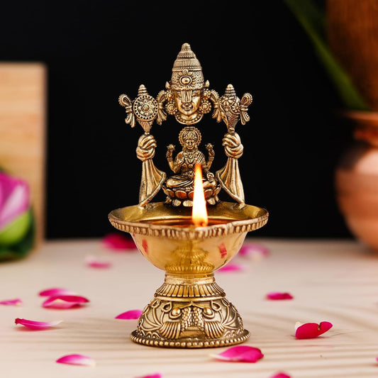 Tirupati Balaji Laxmi Diya Maa Lakshmi Venkateswara Oil Wick Deepak for Pooja Room Oil Lamp Akhand Jot Deepam for Diwali Pooja Temple Home Office Daily Puja
