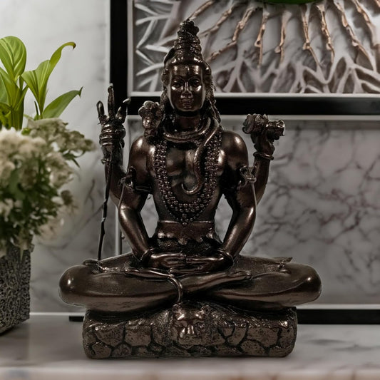 Lord Shiva Idol Statue showpiece for Home Office Decor and Pooja | Shivji murti | Polyresin | Black