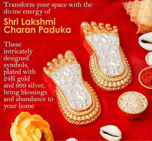 Laxmi Charan Paduka, 24K Gold and 999 Silver Plated